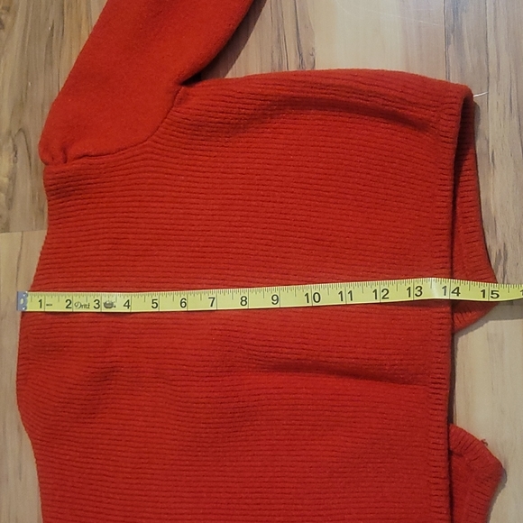 Vintage 80s Red Orange Ribbed Wool Knit Cropped Sweater XS - Picture 15 of 16